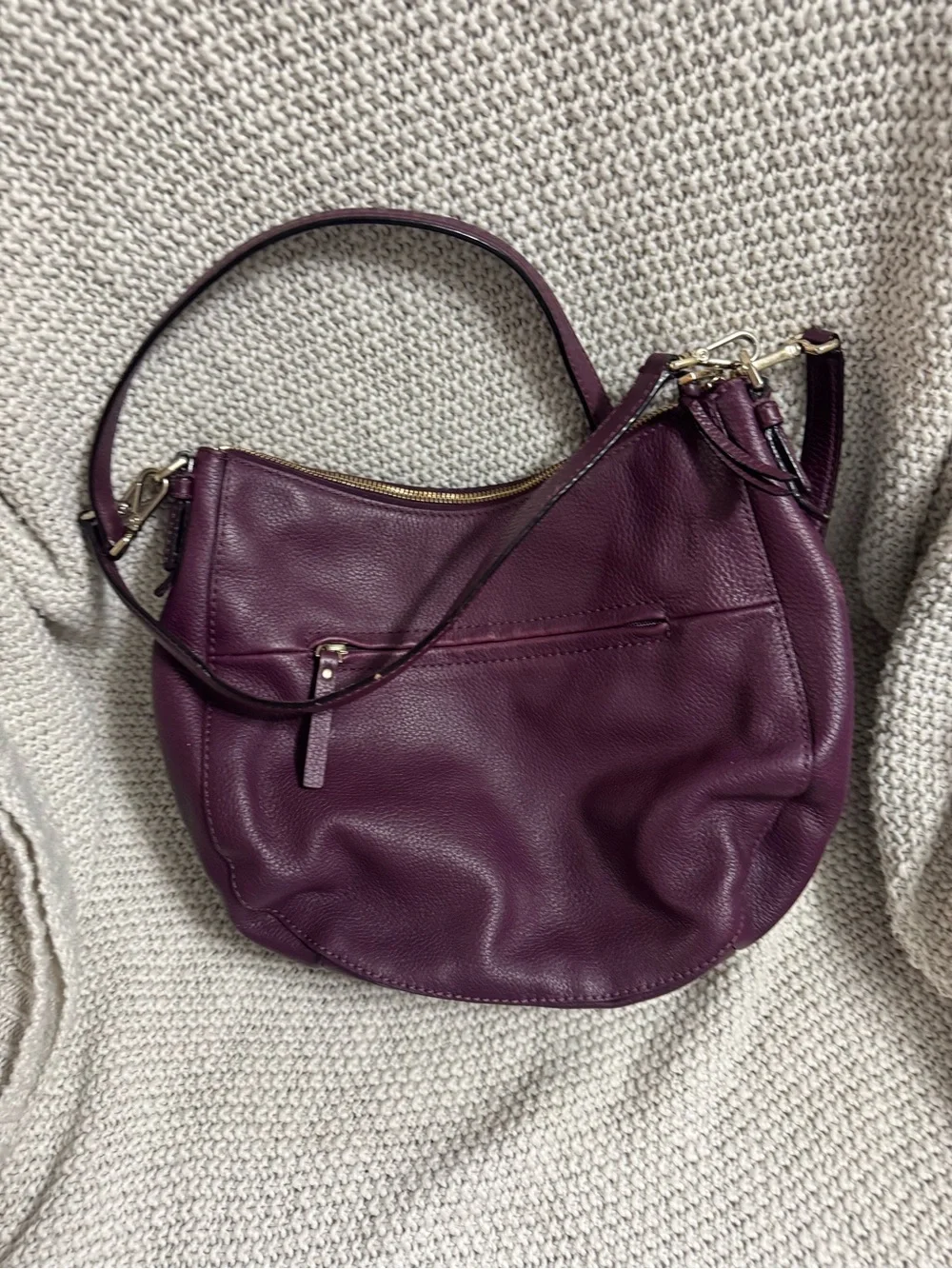kate‎ spade plum pebbled leather shoulder bag with gold hardware